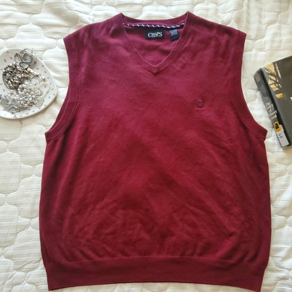 CHAPS XL BURGENDY RED SWEATER VEST - Picture 1 of 4